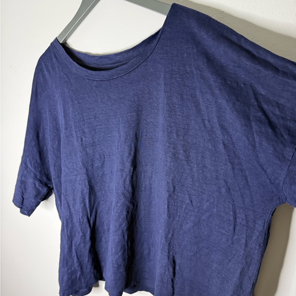 Eileen Fisher Blue Linen Short Sleeve Tee